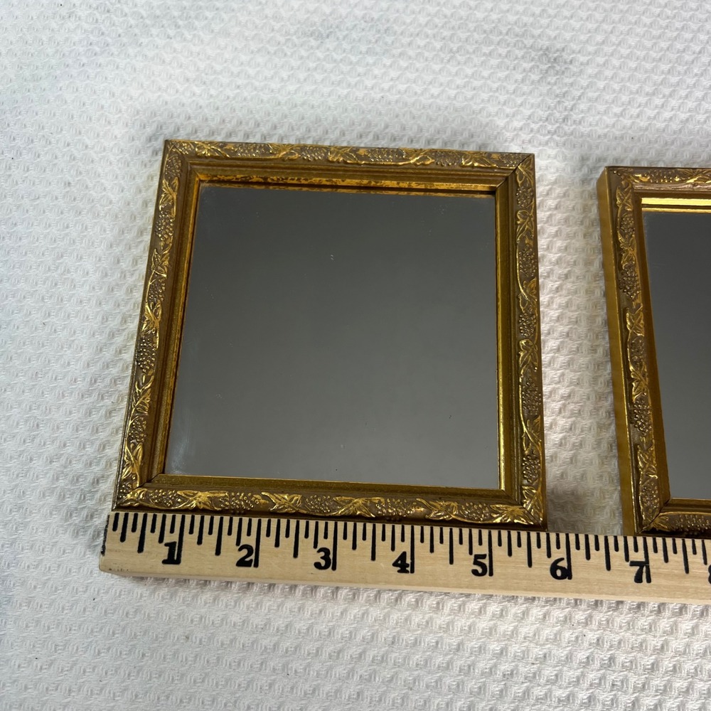 VTG Home Interiors & Gifts Grapevine Gold Square Wall Mirrors Set of 2 6" - Picture 2 of 3